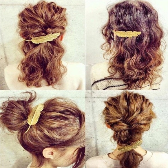 NEW Gold Feather Hair Clip - Picture 2 of 2